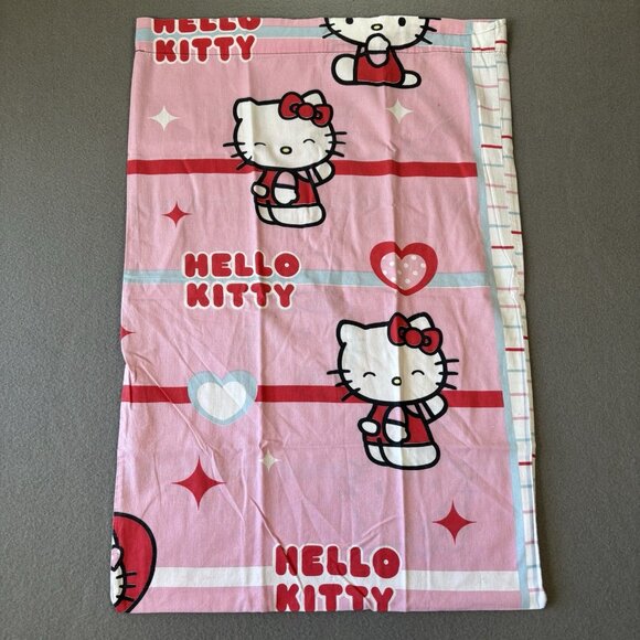 Vintage Hello Kitty Pillow case (1) Standard Hearts Stars Pink Y2k Sanrio Kawaii - Picture 6 of 9